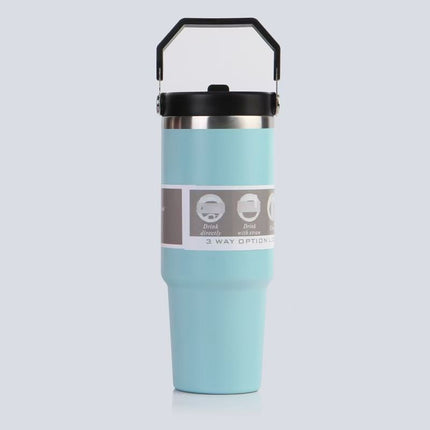 Cross-Border 30oz Stainless Steel Car Cup Large Capacity Car Portable Ice Cup with Straw Single Drink Thermos Cup