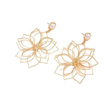 Cross-border Europe and the United States big flower hollow earrings exaggerated line winding retro petal earrings wholesale earrings wholesale