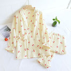 Side opening - wrinkled cloth - small cherry - beige / L