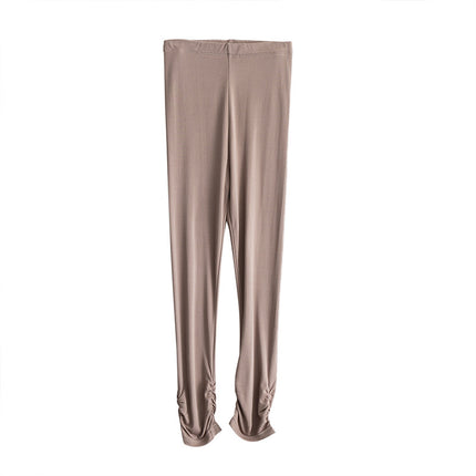 Guolian Silk Nine-Point Leggings for Women, Multi-Color Mulberry Silk Knitted Leggings, Slimming Look Elastic Pants