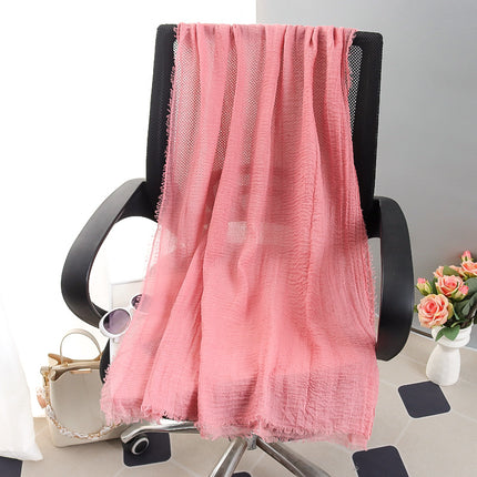 New Spring and Summer Fashion Cotton and Linen Solid Color Headscarf Beach Towel Sun Protection Large Size Silk Scarf Shawl for Women