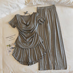 33027 # (with fixed chest pad) short sleeves + shorts + trousers, cool light gray / M