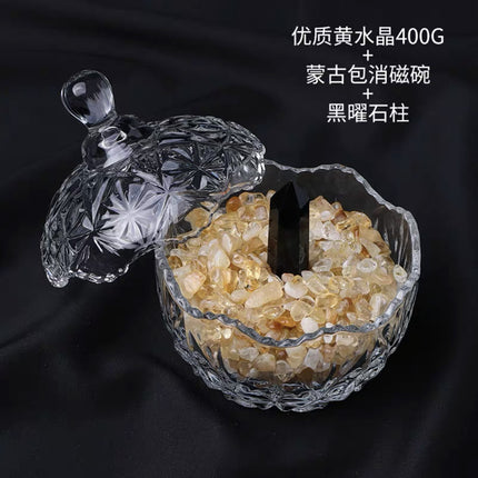 Natural Crystal Purification Degaussing Bowl White Crystal Degaussing Stone Gravel Container Yushou Salt Ware Gem Glass