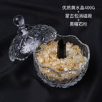 Gypsophila + citrine gravel 400g + obsidian column
