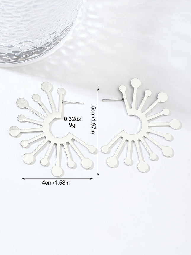 Trendy and Versatile Silver Exaggerated Earrings, European and American Ins-Style Irregular Exquisite Earrings, Non-Fading Titanium Steel Earrings