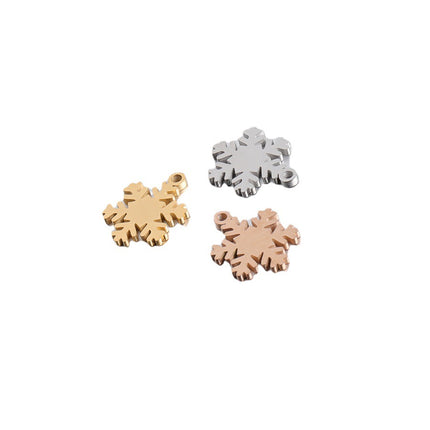 Cross-border mirror smooth titanium steel 15.5*12mm snowflake pendant pendant DIY Christmas snowflake necklace accessories