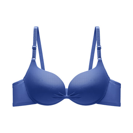 Cross-border in stock and foreign trade solid color glossing bra women with steel ring top support gathered seamless underwear anti-sagging bra