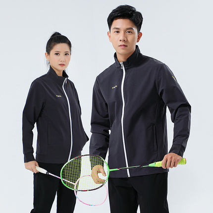 New Badminton Uniform Jacket Black and White Suit Men's and Women's Long-Sleeved Volleyball Uniform Table Tennis Uniform Competition Training Uniform