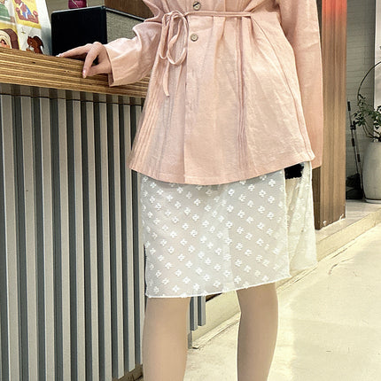 Falling pool knitted ~ spring and summer see-through mesh lace flower stitching lace split skirt apron fart curtain overlapping