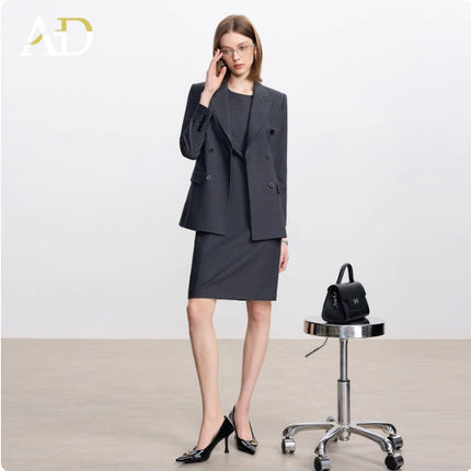 Ad Wool Suit Women's Autum 2025 New Popular High-End Business Wear Two-Piece Khaki Long-Sleeved Suit
