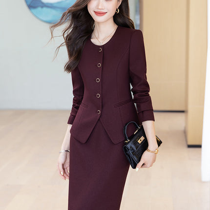 Cross-Border High-End Suit Dress for Women, Elegant Host Formal Wear, Beauty Salon Front Desk Receptionist Professional Work Uniform