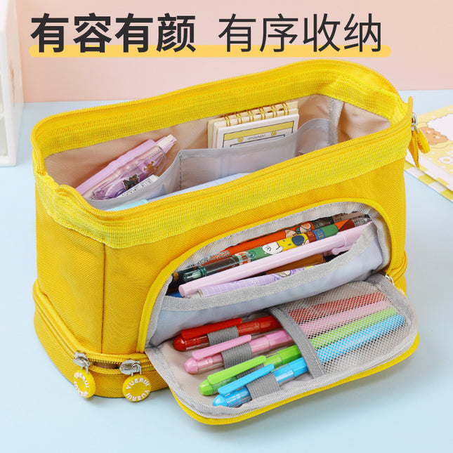 Boat-Shaped Large-Capacity Multi-Layer Canvas Pencil Bag Multi-Functional Student Stationery Storage Bag Creative Stationery Box Wholesale Portable