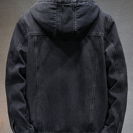 Cross-border new thick warm men's cotton-padded winter imitation lamb fleece cold-proof hooded fleece-lined Denim coat men