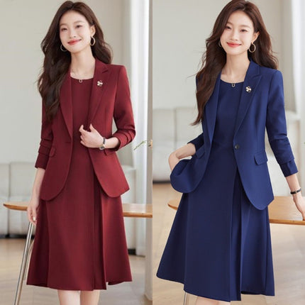 Fashionable and Simple Red Suit Dress Suit for Women 2024 Autumn New Commuter One-Button Slim Suit Trendy