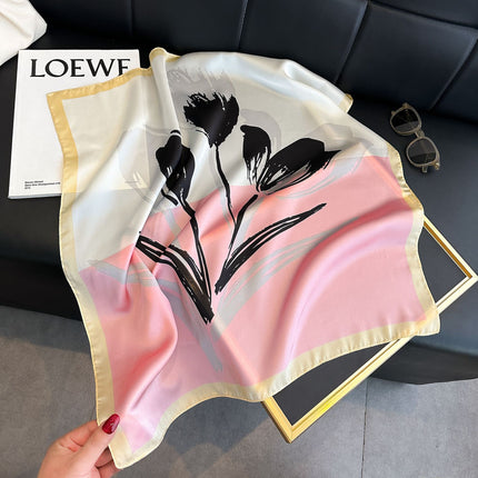 Simulated Silk Printed Silk Scarf for Women, Korean Cashew Leopard Print Headscarf, Four-Season Scarf, Professional Scarf Wholesale