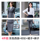 Gray suit + shirt + skirt + pants / S