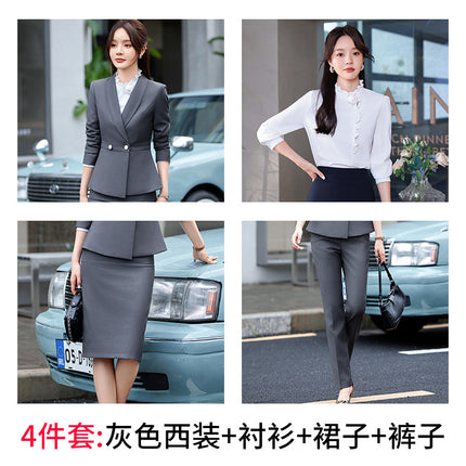 navy blue Professional suit Women's Fashion Elegant Suit Shirt Three-piece Hotel Manager Work Clothes Front Desk Uniform