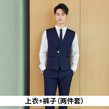 Spring high-speed rail clothing hotel front desk business wear men's vest suit temperament beauty salon autumn technician overalls