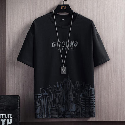 New Quick-drying Ice Silk Gradient suit Men's Short-sleeved T-shirt Summer Casual Shorts Sports Two-piece Handsome Men's Wear