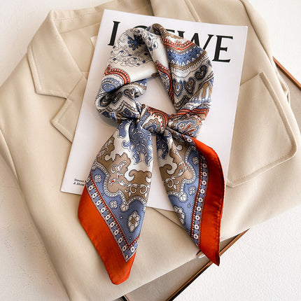Simulated Silk Printed Silk Scarf for Women, Korean Cashew Leopard Print Headscarf, Four-Season Scarf, Professional Scarf Wholesale