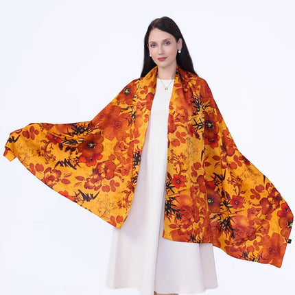 high quality jacquard satin scarf with foreign style shawl women send mother send elders autumn and winter scarf new 2024