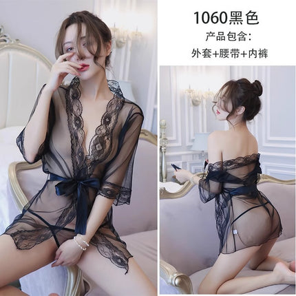 Pajamas, Feminine Bathrobes, Transparent Nightgowns, Women's Pure Lust Mesh Jackets, Adult Summer Cardigans, Thin Ultra-Short Straps