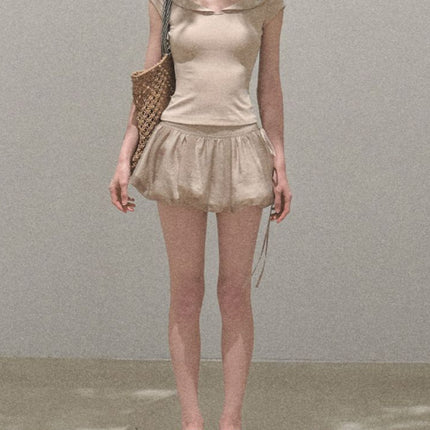 Oakmo/ "Soft Landing" Double-Layer Design Detachable Flower Cut Out Versatile Flower Bud Short Culottes