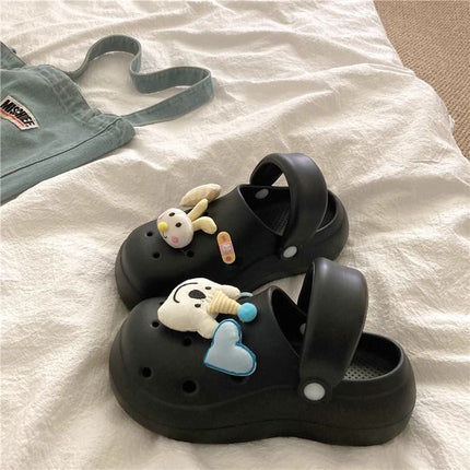 Croc Shoes for Women to Wear Outside in Summer, Comfortable, Fashionable and Versatile for Home, Cartoon, Simple, Retro, Lightweight, Non-Slip, Increased Speed and Quick Drying