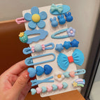 Resin blue hair clips [14-piece set]