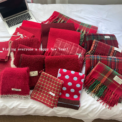 Christmas Series ~ New Year Red Atmosphere Scarf Collection Women's Winter ins Advanced Warm Scarf for Autumn and Winter