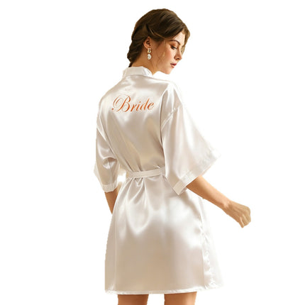 bride Gown morning Gown Lady nightgown wedding makeup bridesmaid group wedding kimono imitation silk cardigan bathrobe
