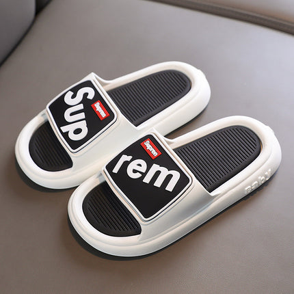 Letter sup drooping home slippers men's and women's summer indoor non-slip deodorant soft bottom Bath sandals