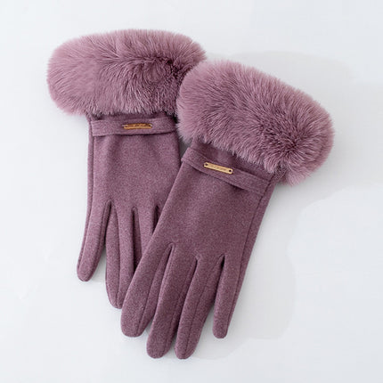 Women's Warm Gloves, German Velvet, Windproof and Cold-Proof, Touch Screen Cycling and Driving, Velvet and Thickened Outdoor Travel Winter Gloves