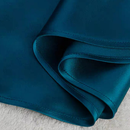 Elastic Waist Triacetate Skirt for Women Peacock Blue Short Mid-Length Slim Elegant Ol Draped Fishtail Aa Version