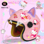 Children's 3c thickening + cat t2 / Pink half helmet + rocking cat + purple pink fox ears