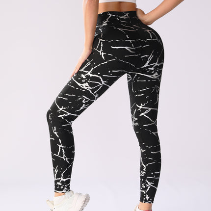 European and American Style Gold-Stamped Yoga Pants for Women, High-Waisted, Butt-Lifting, Sun-Protective, Sports Cropped Pants, Trendy Tight-Fitting Quick-Dry Training Fitness Pants
