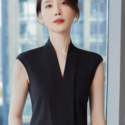 Broadcasting host's suit with women's suit long sleeve shirt base vest formal dress art examination mirror shirt