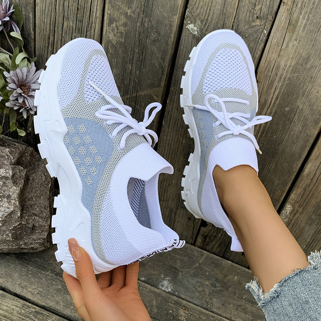 Summer New Women's Sneakers, Casual Versatile Shoes, Cross-Border Dropshipping, Mesh Breathable Running Thick-Soled Dad Shoes