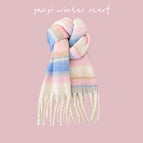 Large striped scarf blue and pink