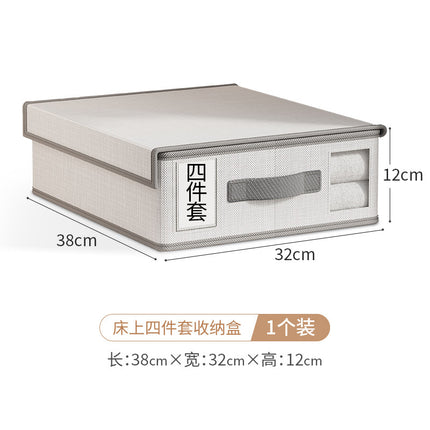 Cross-border Non-woven Bed Sheet Storage Box with Lid Window Foldable Household Wardrobe Clothes Arrangement Storage Box