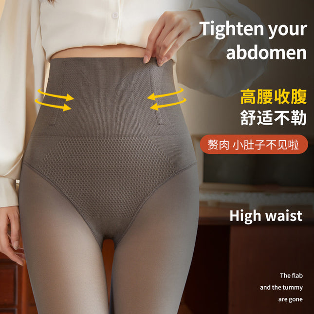 High Waist Fish Ashes Skin-penetrating Light Leg Artifact for Women Autumn and Winter fleece-lined Thickened Outer Wearing Warm Stewardess Gray Leggings