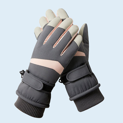 Winter Ski Gloves for Men and Women, Velvet Warm Outdoor Electric Vehicle Riding Waterproof Student Finger Touch Screen Gloves