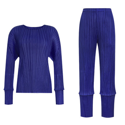 2026 Spring New Women's Fashion Patchwork Casual Set Long Sleeve Top Fashionable Versatile Skinny Pants Two-Piece Set for Women