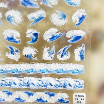 New Fresh Ocean-Themed Nail Stickers Trendy Shell Starfish Waves Blue Purple Coral Sea Nail Decoration