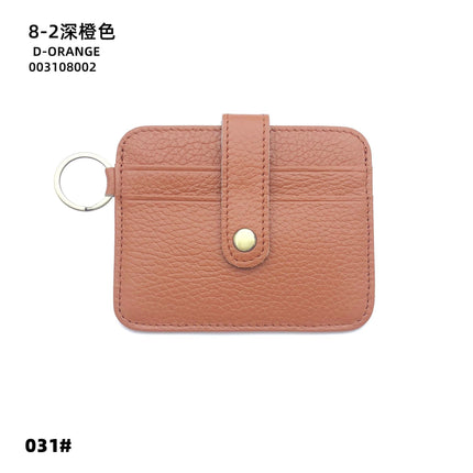 Vintage Oil Wax Leather Buckle Genuine Leather Card Holder Men's Multifunctional Cowhide Women's Coin Purse with Key Ring Driver's License Holder