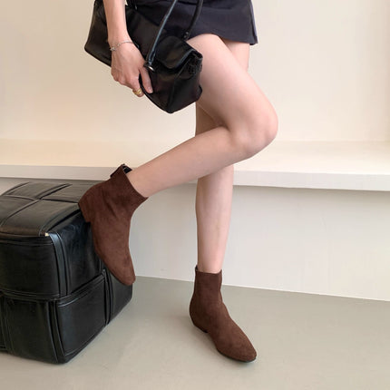 Women's Elegant Low-Heeled Chelsea Boots 2025 New Boots Autumn and Winter Thick-Heeled Women's Short Boots with Skirts Slim Boots