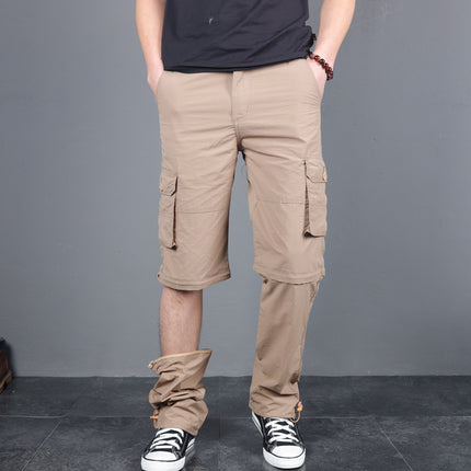 Mountaineering Pants Men's Outdoor Summer Thin Multi-pocket Cordwork Pants Men's Loose Charge Pants Men's Two-section Pants Removable Pants