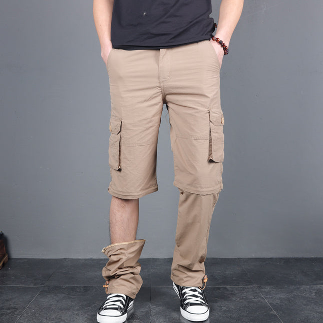 Mountaineering Pants Men's Outdoor Summer Thin Multi-pocket Cordwork Pants Men's Loose Charge Pants Men's Two-section Pants Removable Pants
