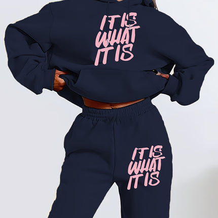 2024 Amazon Letter Print Casual Women's Sweatshirt Set Autumn Long Sleeve Hooded Sweatshirts Easiest for Match