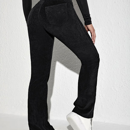 European and American Foreign Trade Hot-Selling High-Waisted Flared Corduroy Casual Pants for Women, Retro Skinny Pants, Fashionable Bell-Bottoms, Versatile